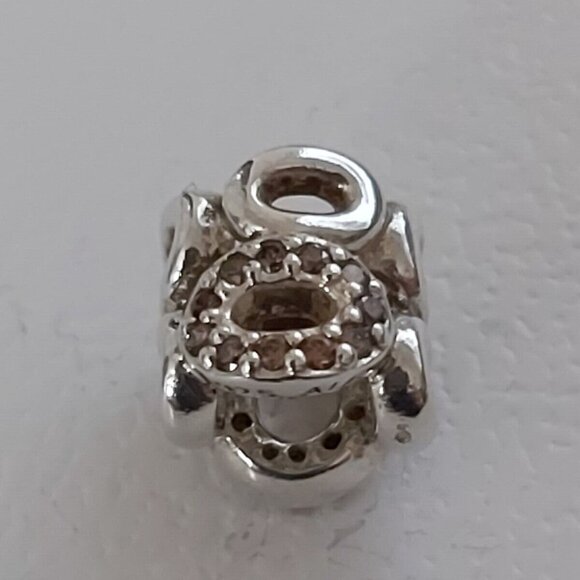 Auth PANDORA *RETIRED* SSilver Circle of Friends w/Clear & Brown CZ's 790445CZ - Picture 5 of 10